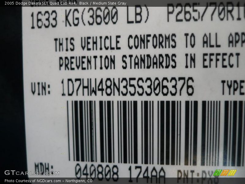 Black / Medium Slate Gray 2005 Dodge Dakota SLT Quad Cab 4x4