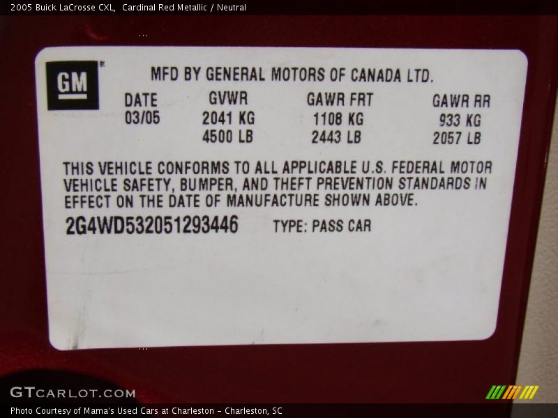 Cardinal Red Metallic / Neutral 2005 Buick LaCrosse CXL