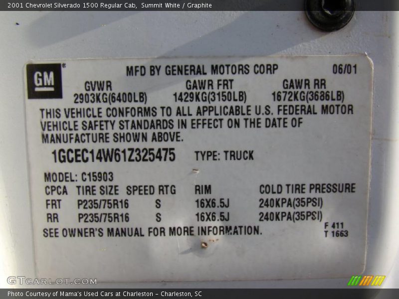 Summit White / Graphite 2001 Chevrolet Silverado 1500 Regular Cab