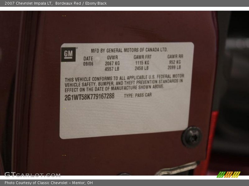 Bordeaux Red / Ebony Black 2007 Chevrolet Impala LT