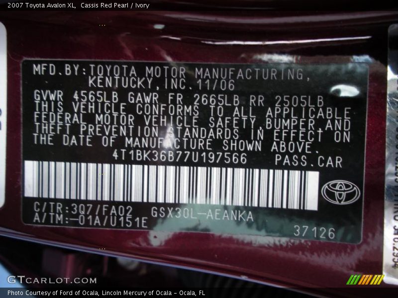 Cassis Red Pearl / Ivory 2007 Toyota Avalon XL
