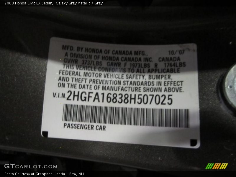 Galaxy Gray Metallic / Gray 2008 Honda Civic EX Sedan