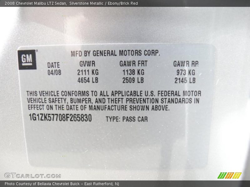 Silverstone Metallic / Ebony/Brick Red 2008 Chevrolet Malibu LTZ Sedan