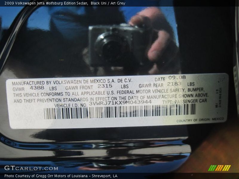 Black Uni / Art Grey 2009 Volkswagen Jetta Wolfsburg Edition Sedan