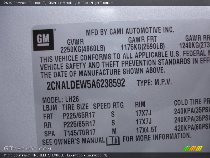 Silver Ice Metallic / Jet Black/Light Titanium 2010 Chevrolet Equinox LT