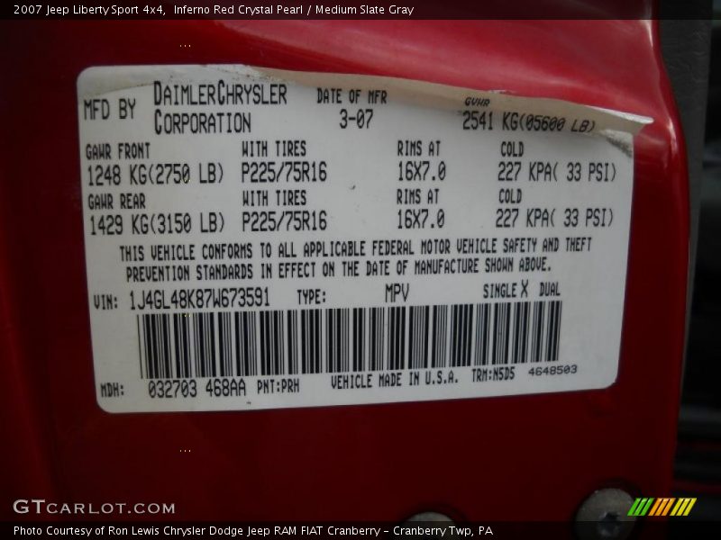 Inferno Red Crystal Pearl / Medium Slate Gray 2007 Jeep Liberty Sport 4x4