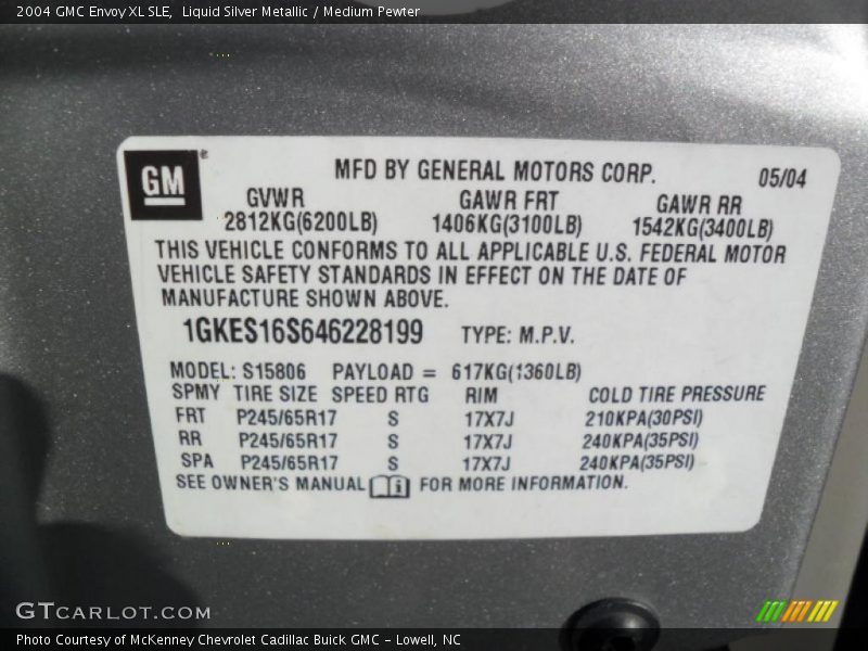 Liquid Silver Metallic / Medium Pewter 2004 GMC Envoy XL SLE
