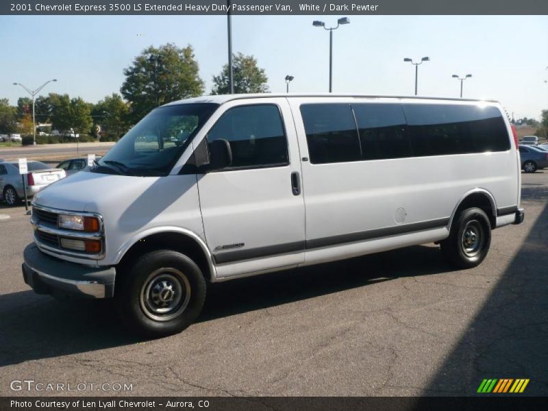 White / Dark Pewter 2001 Chevrolet Express 3500 LS Extended Heavy Duty Passenger Van