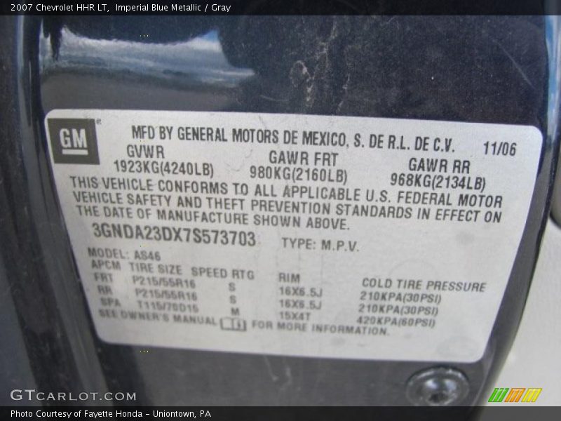 Imperial Blue Metallic / Gray 2007 Chevrolet HHR LT