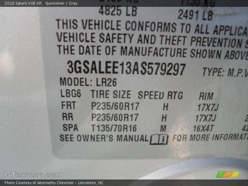 Quicksilver / Gray 2010 Saturn VUE XR