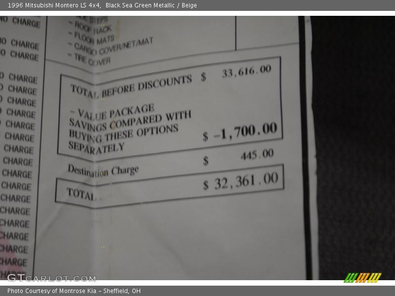Black Sea Green Metallic / Beige 1996 Mitsubishi Montero LS 4x4