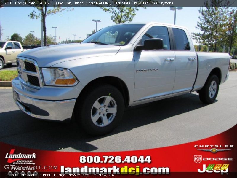 Bright Silver Metallic / Dark Slate Gray/Medium Graystone 2011 Dodge Ram 1500 SLT Quad Cab