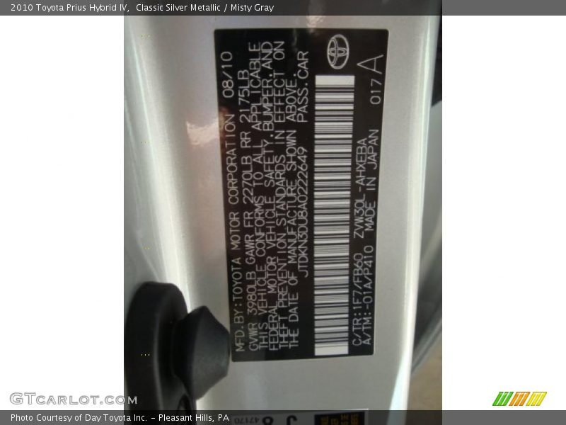Classic Silver Metallic / Misty Gray 2010 Toyota Prius Hybrid IV