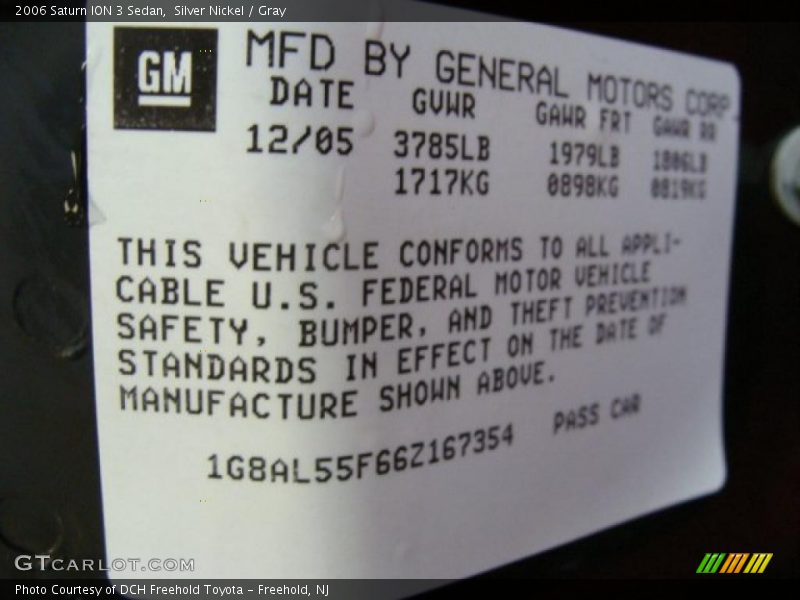 Silver Nickel / Gray 2006 Saturn ION 3 Sedan