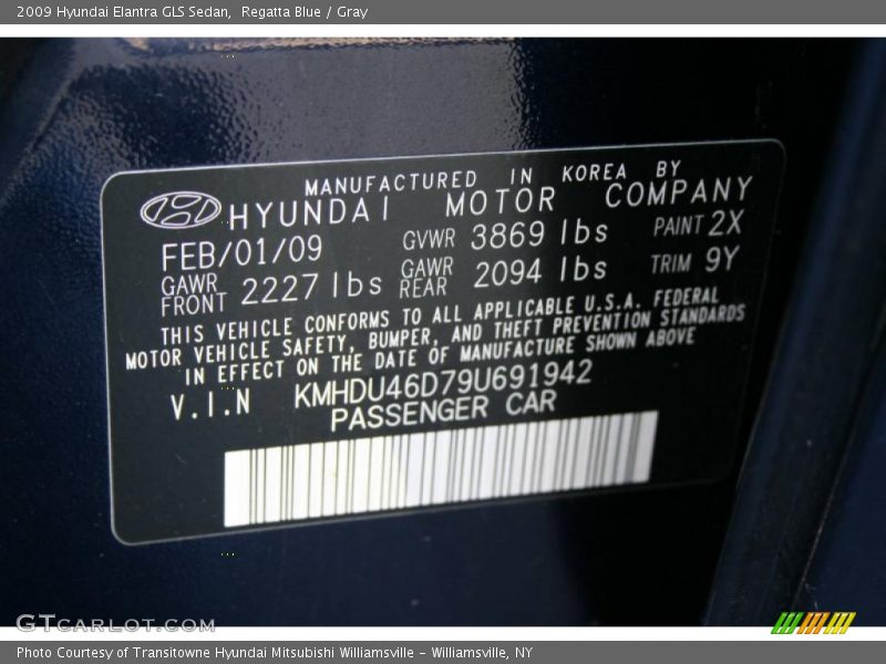 Regatta Blue / Gray 2009 Hyundai Elantra GLS Sedan