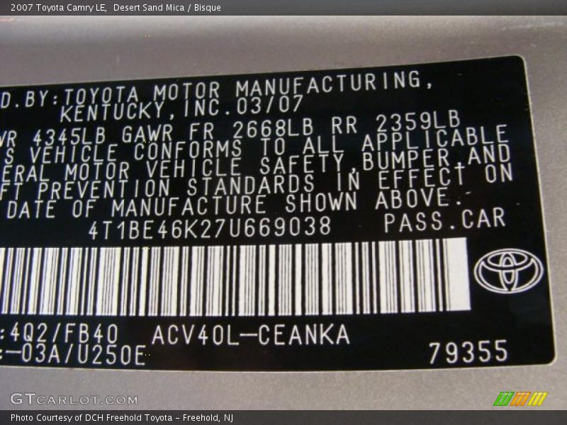 Desert Sand Mica / Bisque 2007 Toyota Camry LE