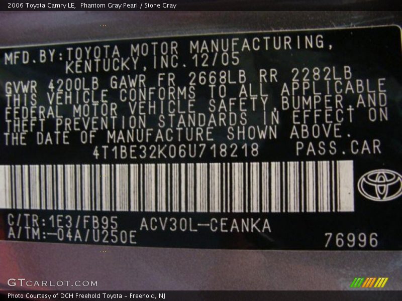Phantom Gray Pearl / Stone Gray 2006 Toyota Camry LE