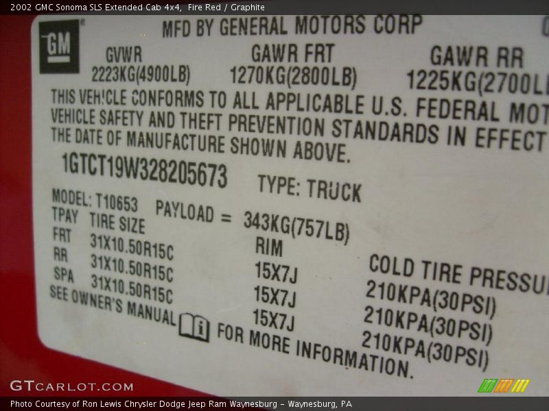 Fire Red / Graphite 2002 GMC Sonoma SLS Extended Cab 4x4