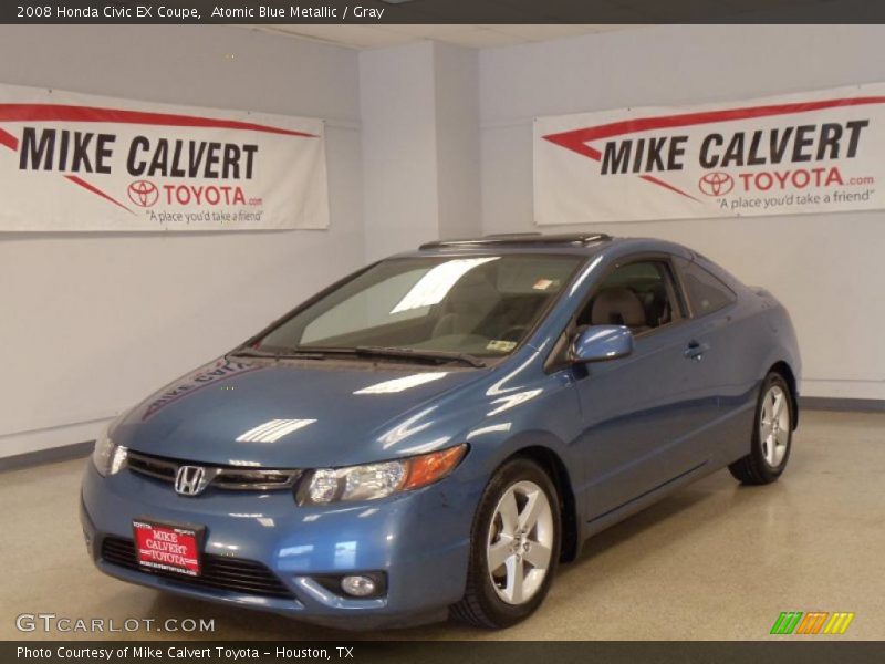 Atomic Blue Metallic / Gray 2008 Honda Civic EX Coupe