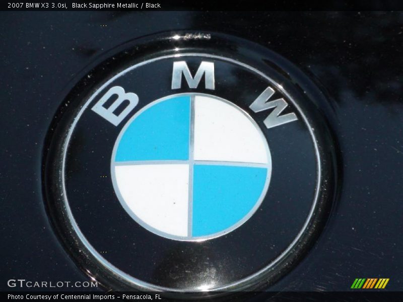 Black Sapphire Metallic / Black 2007 BMW X3 3.0si