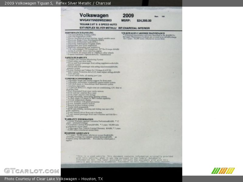 Reflex Silver Metallic / Charcoal 2009 Volkswagen Tiguan S