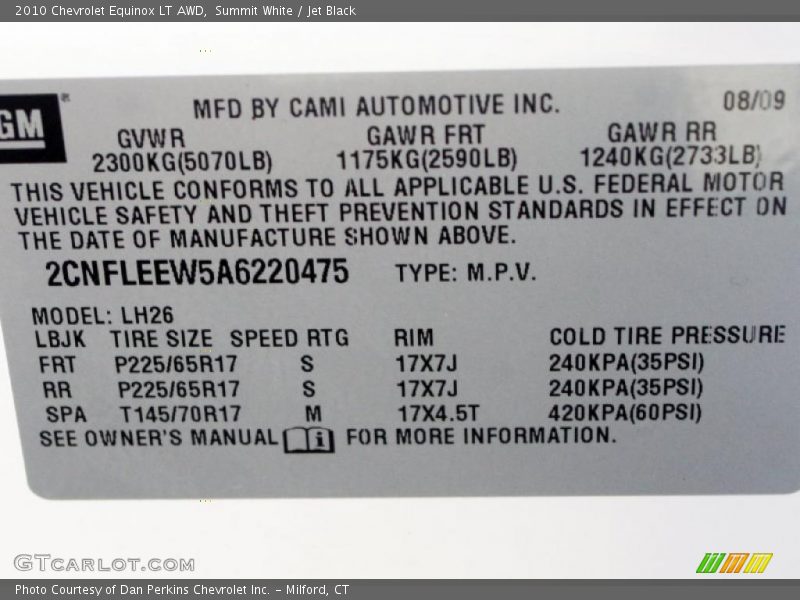 Summit White / Jet Black 2010 Chevrolet Equinox LT AWD