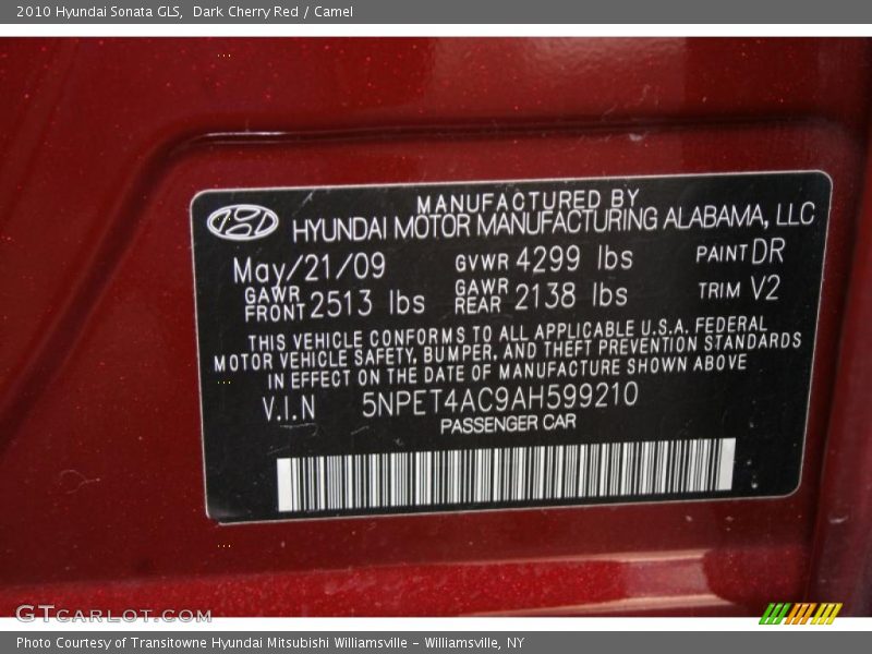 Dark Cherry Red / Camel 2010 Hyundai Sonata GLS