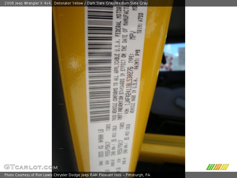 Detonator Yellow / Dark Slate Gray/Medium Slate Gray 2008 Jeep Wrangler X 4x4