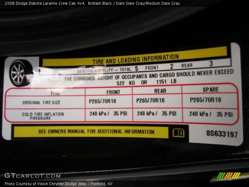 Brilliant Black / Dark Slate Gray/Medium Slate Gray 2008 Dodge Dakota Laramie Crew Cab 4x4
