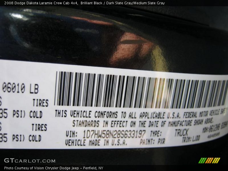 Brilliant Black / Dark Slate Gray/Medium Slate Gray 2008 Dodge Dakota Laramie Crew Cab 4x4