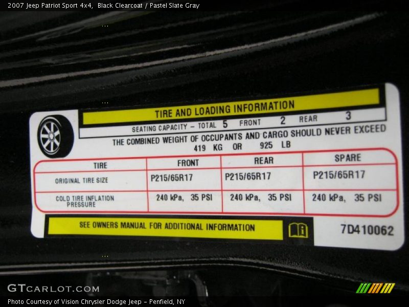 Black Clearcoat / Pastel Slate Gray 2007 Jeep Patriot Sport 4x4