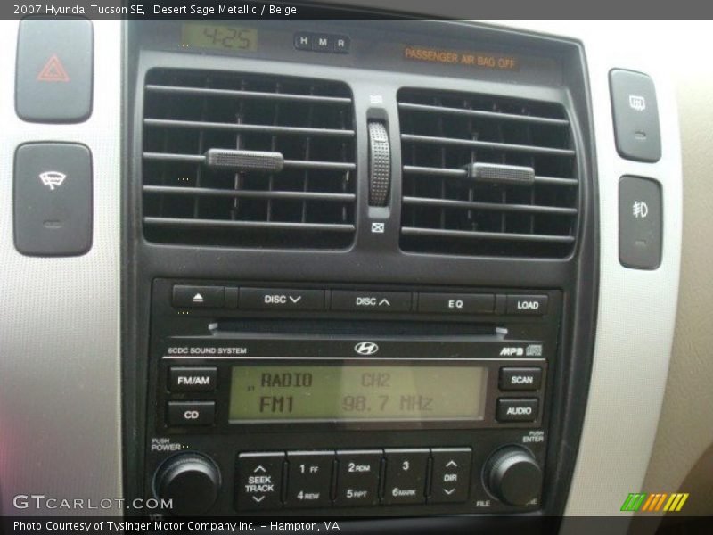 Desert Sage Metallic / Beige 2007 Hyundai Tucson SE