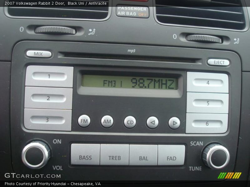 Black Uni / Anthracite 2007 Volkswagen Rabbit 2 Door