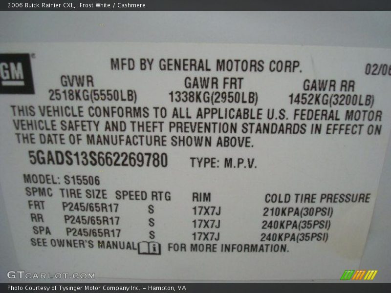 Frost White / Cashmere 2006 Buick Rainier CXL