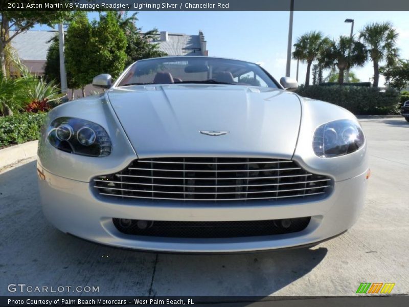 Lightning Silver / Chancellor Red 2011 Aston Martin V8 Vantage Roadster
