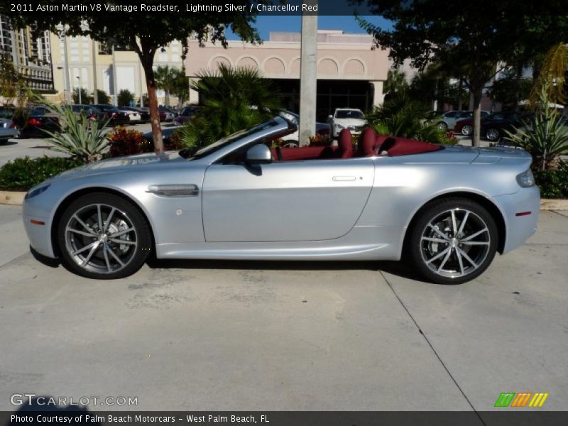 Lightning Silver / Chancellor Red 2011 Aston Martin V8 Vantage Roadster