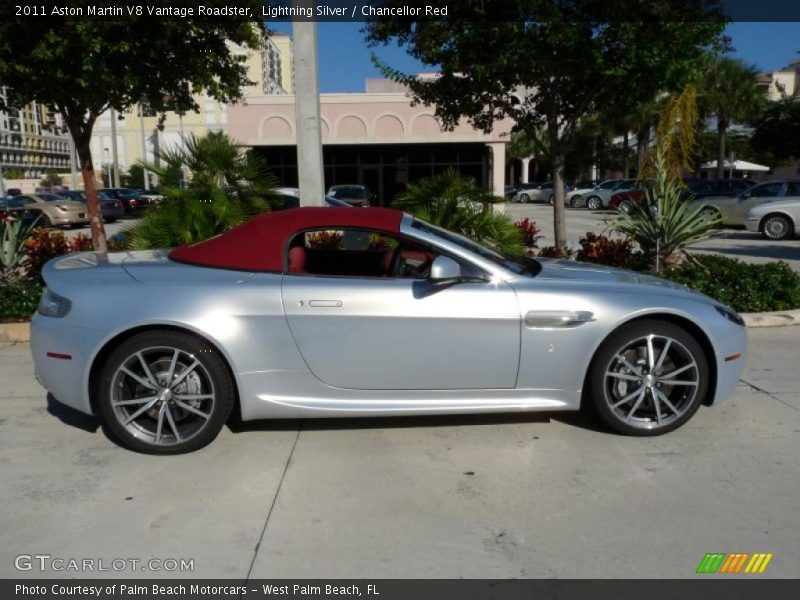 Lightning Silver / Chancellor Red 2011 Aston Martin V8 Vantage Roadster