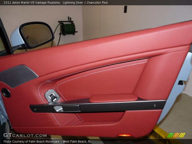 Lightning Silver / Chancellor Red 2011 Aston Martin V8 Vantage Roadster