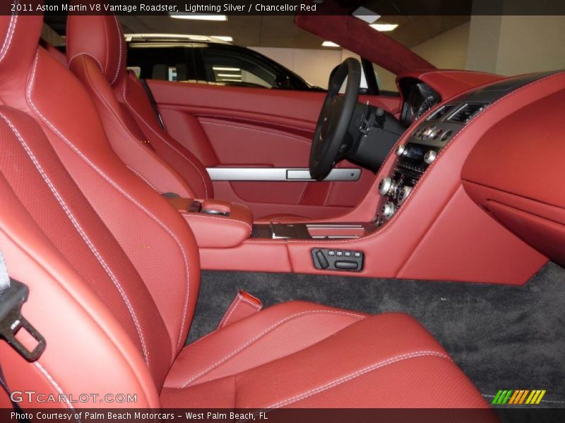 Lightning Silver / Chancellor Red 2011 Aston Martin V8 Vantage Roadster