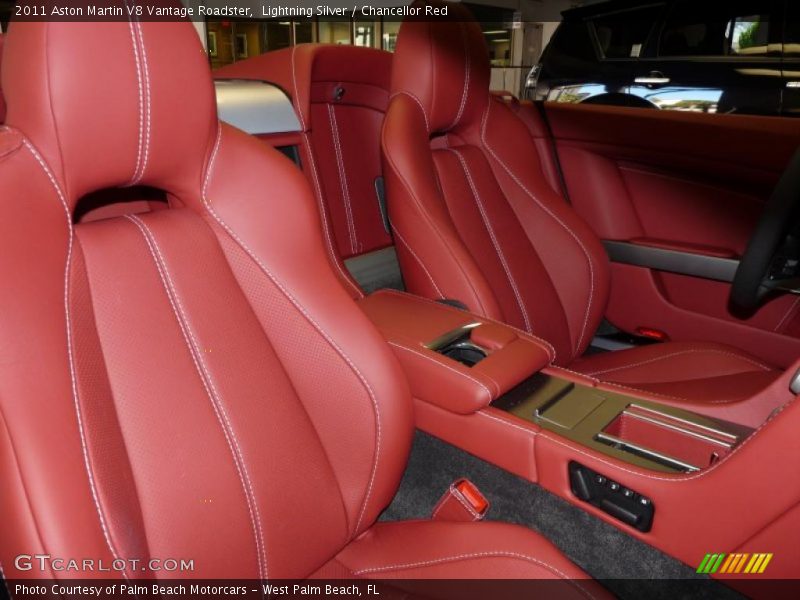 Lightning Silver / Chancellor Red 2011 Aston Martin V8 Vantage Roadster