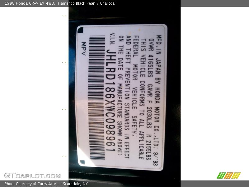 Flamenco Black Pearl / Charcoal 1998 Honda CR-V EX 4WD