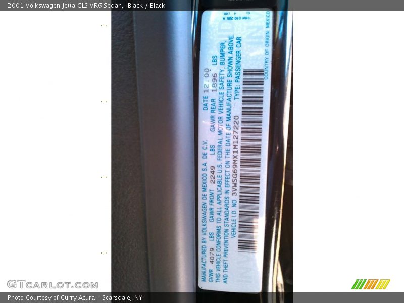 Black / Black 2001 Volkswagen Jetta GLS VR6 Sedan
