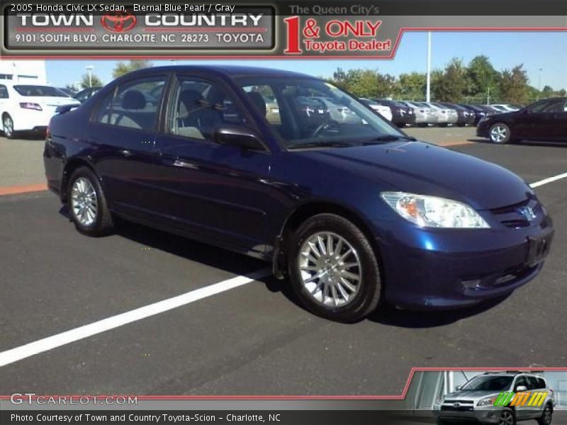 Eternal Blue Pearl / Gray 2005 Honda Civic LX Sedan