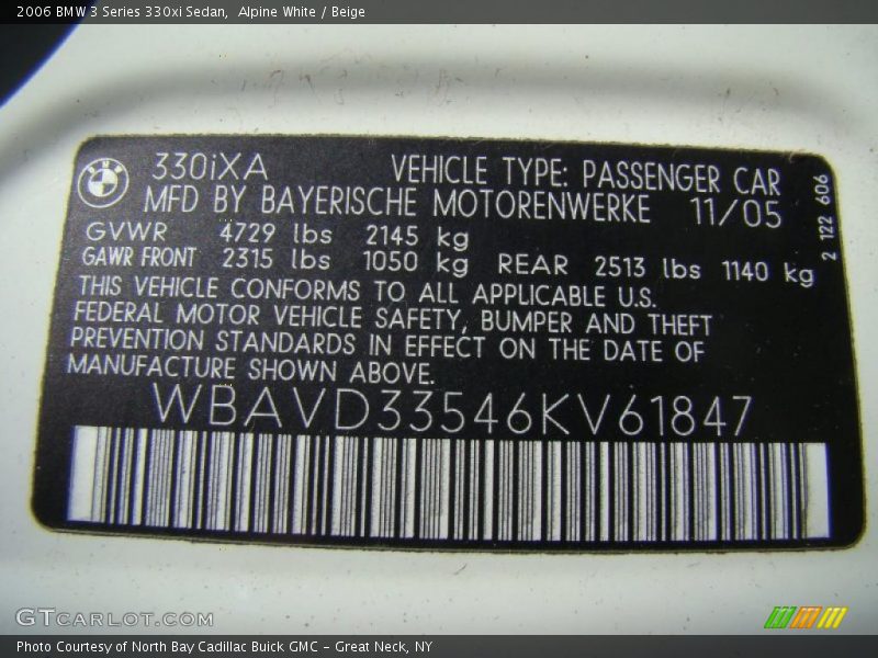 Alpine White / Beige 2006 BMW 3 Series 330xi Sedan
