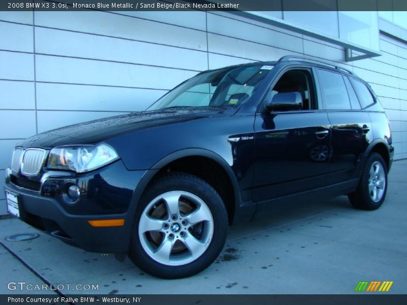 Monaco Blue Metallic / Sand Beige/Black Nevada Leather 2008 BMW X3 3.0si