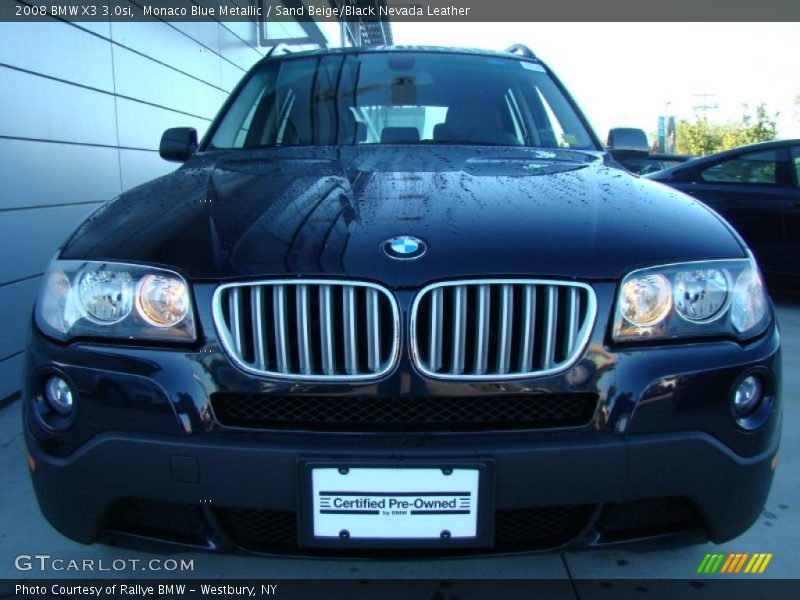 Monaco Blue Metallic / Sand Beige/Black Nevada Leather 2008 BMW X3 3.0si
