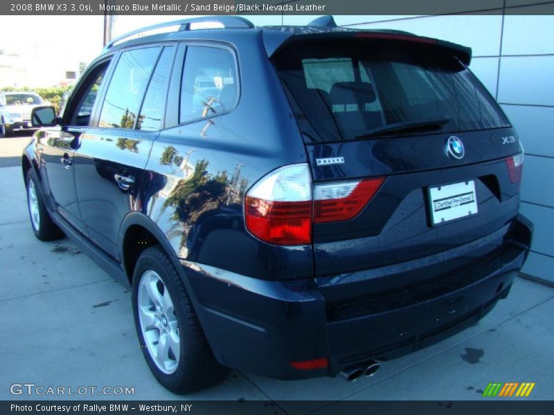 Monaco Blue Metallic / Sand Beige/Black Nevada Leather 2008 BMW X3 3.0si