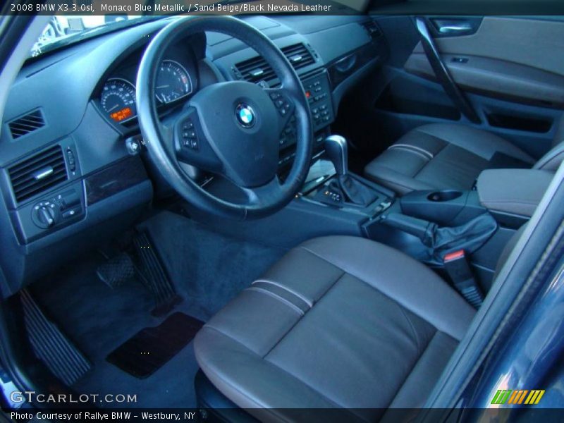 Monaco Blue Metallic / Sand Beige/Black Nevada Leather 2008 BMW X3 3.0si
