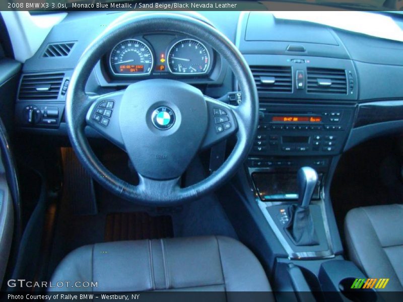 Monaco Blue Metallic / Sand Beige/Black Nevada Leather 2008 BMW X3 3.0si