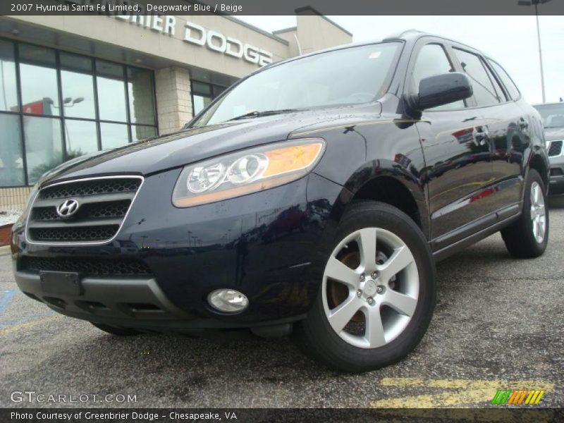 Deepwater Blue / Beige 2007 Hyundai Santa Fe Limited